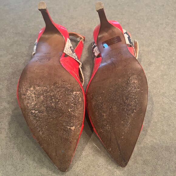 France Mode Red Patent Heel Slingbacks with Snakeskin detail 36.5/6 - Picture 11 of 13